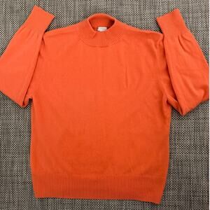 INVESTMENTS 100% Cashmere Mock Long Slv Pullover Sweater Creamsicle Orange XL